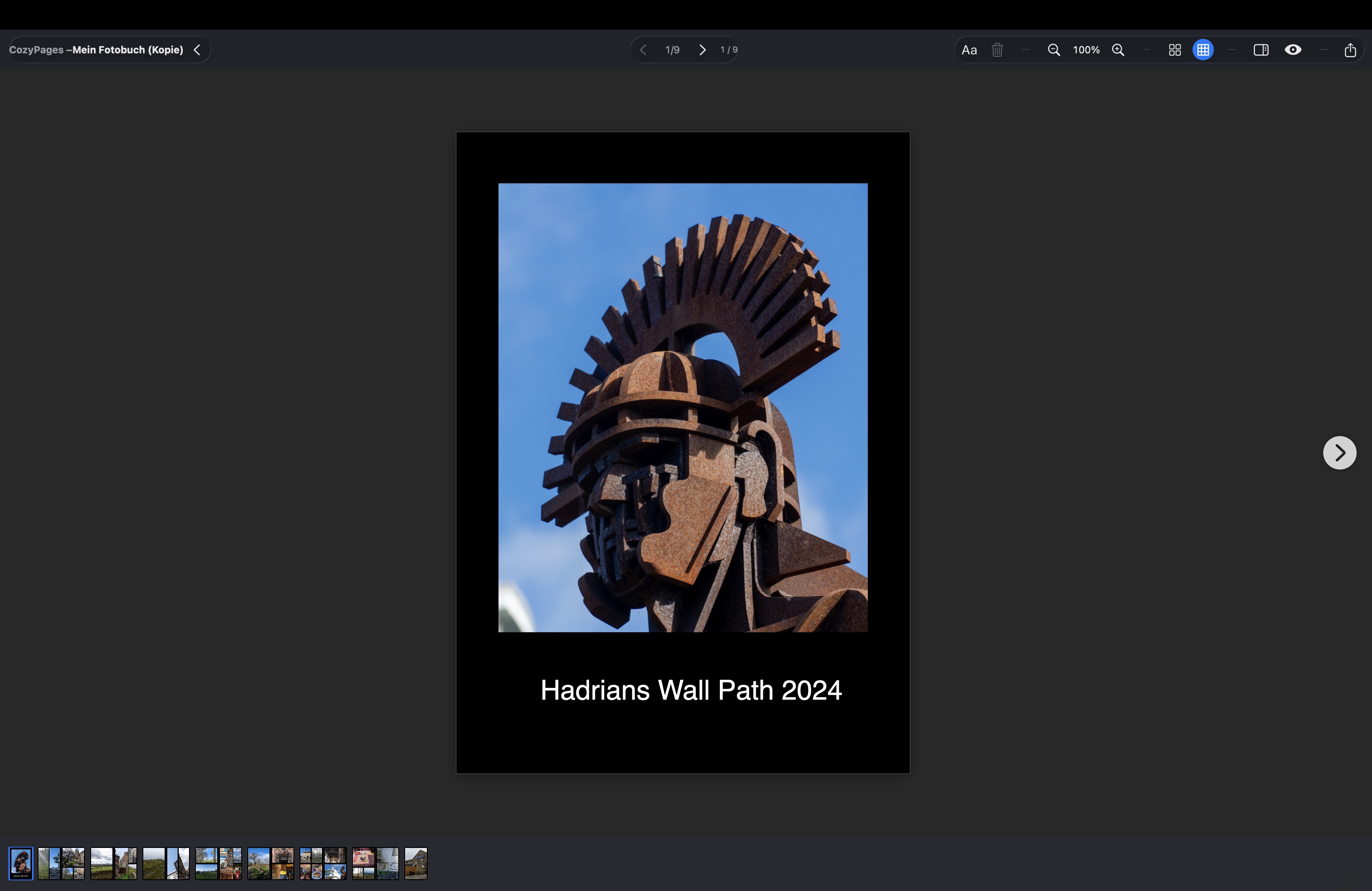CozyPages Fotobuch-Vorschau im Vollbildmodus